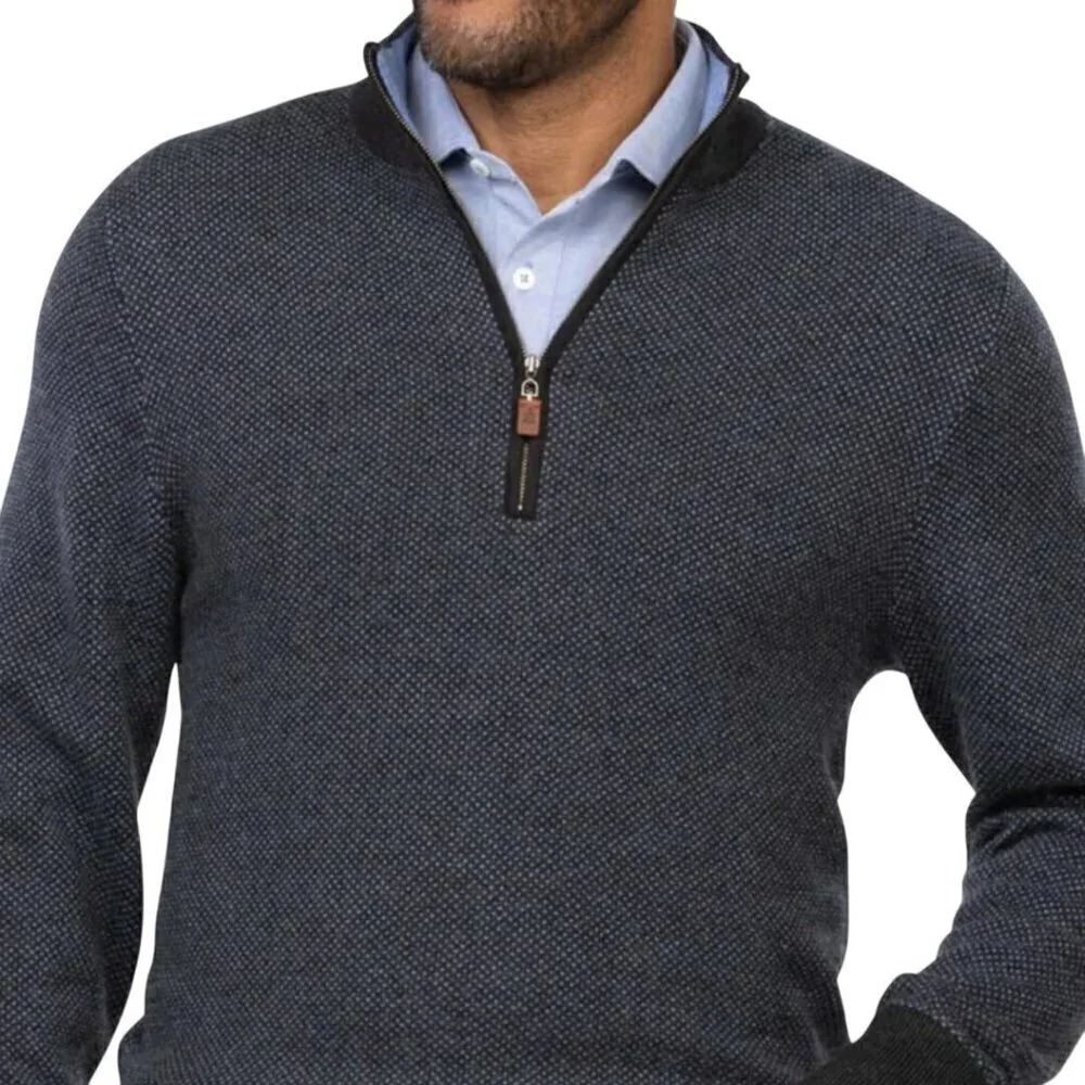 Turtleson Walt BirdsEye Quarter Zip Pullover Gray Golf Merino Wool Size 2XL